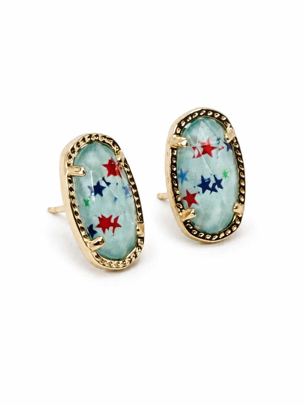 Kendra Scott Ellie Red White and BLUE STAR ILLUSION Stud Earrings.
